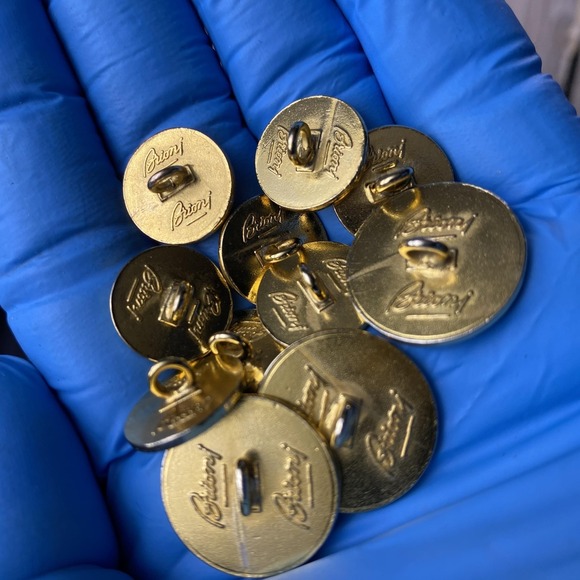 Brioni Gold Metal Shank Buttons Set Black Red Crest Blazer Suit Coat Trim - Picture 4 of 4